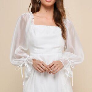Darling Image White Chiffon Ruffled Off-the-Shoulder Mini Dress
